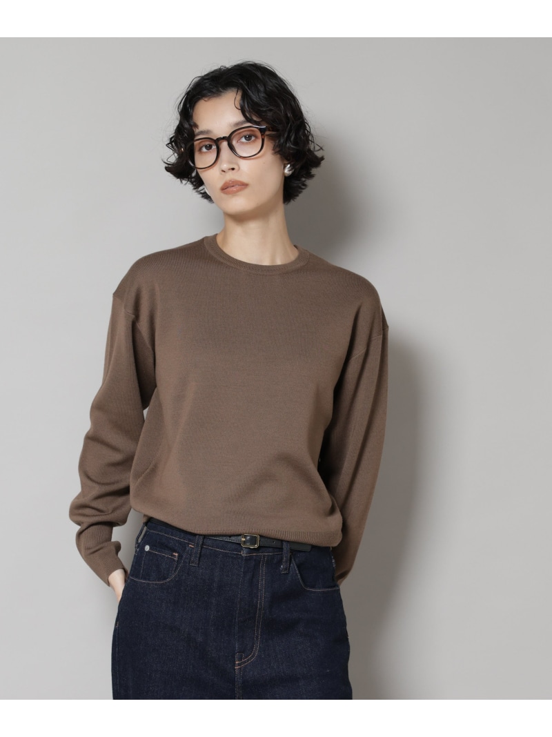 【SALE／50%OFF】毛玉レスニットスムースクルーネックプルオーバー NANO universe ナノユニバース トップス ニット ブラウン ブラック ホワイト ブルー【RBA_E】【送料無料】[ Fashion]