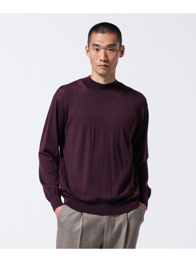 【SALE／50%OFF】「ASSEMBLANC」BRISBANEベンチレーションモックネックプルオーバー NANO universe ナノユニバース トップス ニット ブラック レッド【RBA_E】【送料無料】[ Fashion]