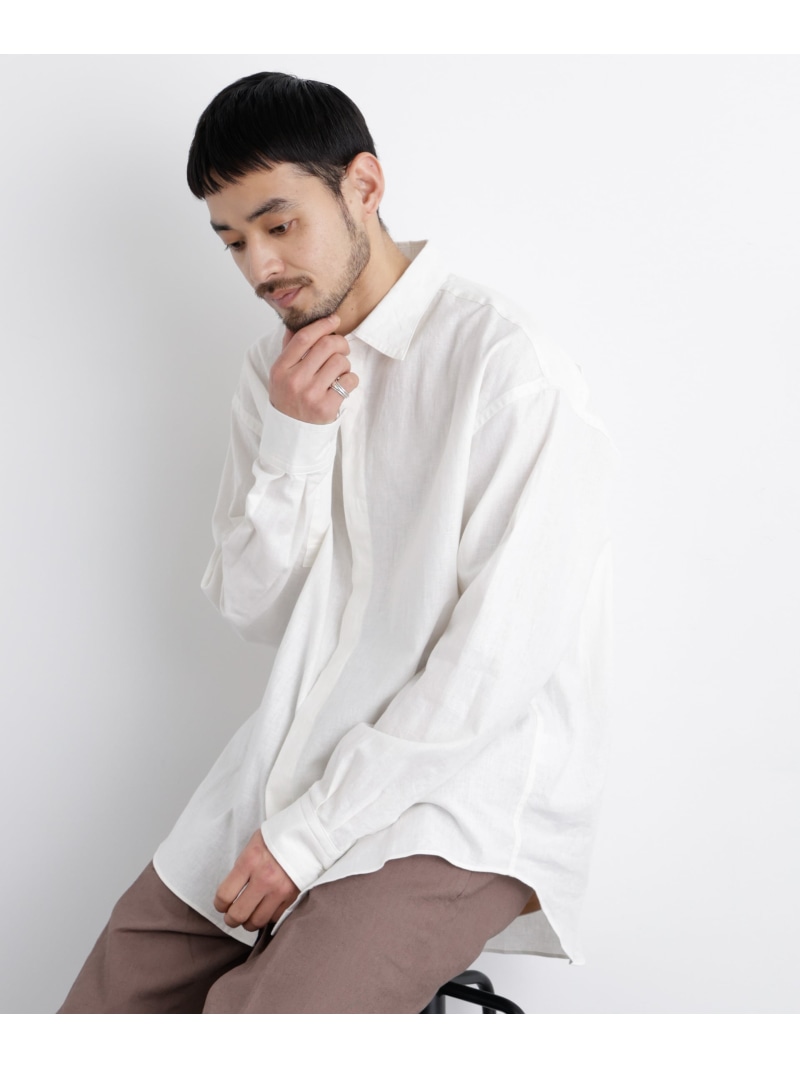 「FRENCH LINEN」リネンコットンレギュラーシャツ NANO universe ナノユニバース トップス シャツ・ブラウス ホワイト ピンク ブルー【送料無料】[ Fashion]