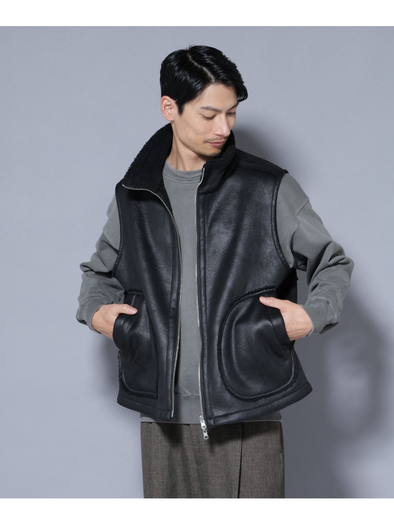 【SALE／40%OFF】クラックフェイクムートンリバーシブルベスト NANO universe ナノユニバース トップス ベスト・ジレ ブラウン ブラック【RBA_E】【送料無料】[ Fashion] 8,237円