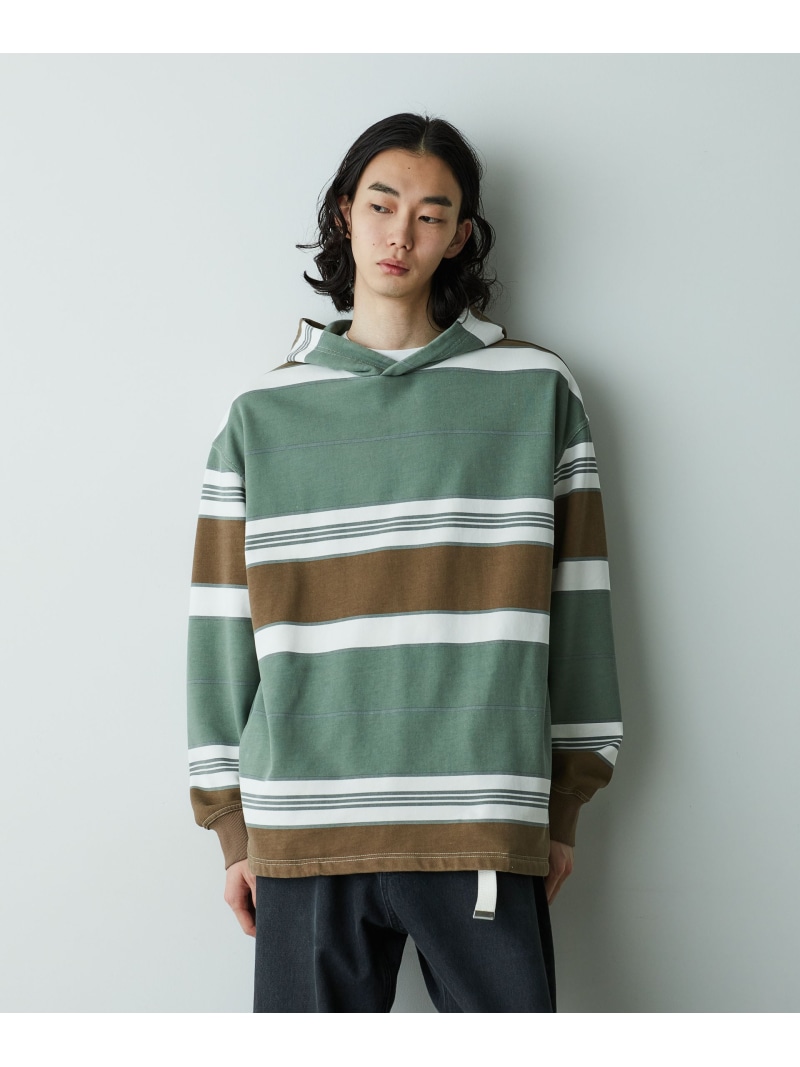 【SALE／50%OFF】「HOTEL PALACE」 オテルパラス レトロボーダーストーンウォッシュフーディーパーカー NANO universe ナノユニバース トップス カットソー・Tシャツ グリーン ブルー【RBA_E】【送料無料】[ Fashion]