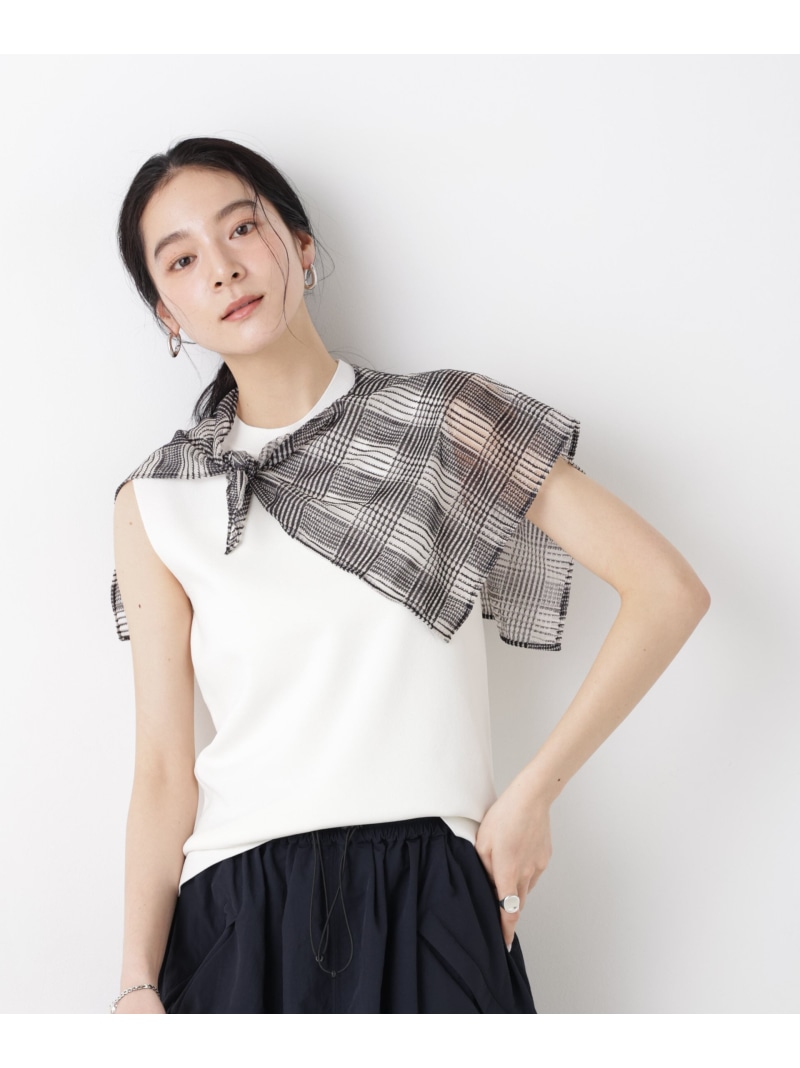 SUMMER VEIL KNIT 総針ノースリーブニット NANO universe ナノユニバース トップス ニット ピンク イエロー ブラック ホワイト【送料無料】[ Fashion]