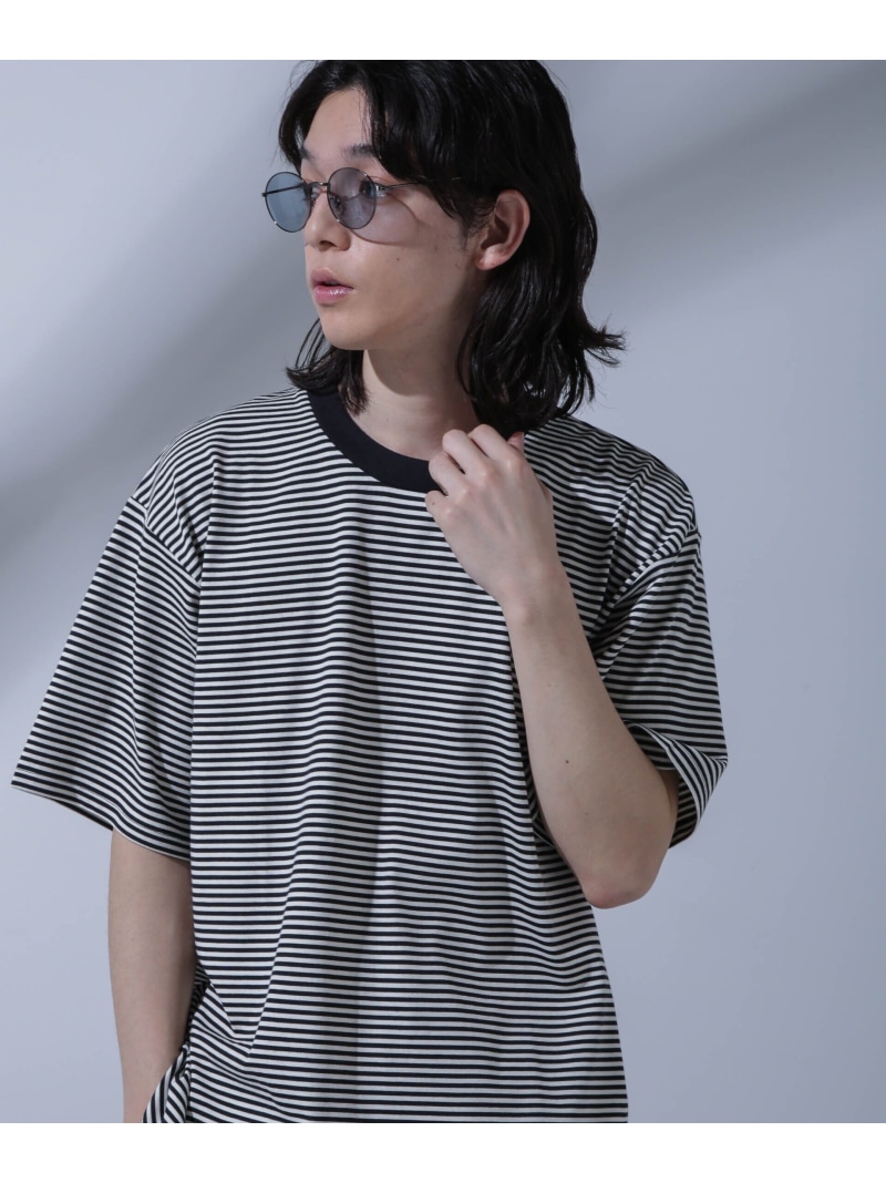 Anti Soaked 汗染み防止ボーダークルーネックT半袖
