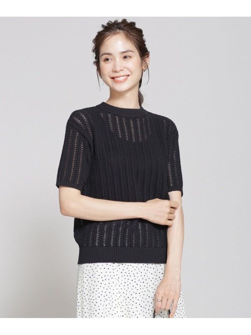 その他 高品質 ニットその他 ニット ナノユニバース Nano Universe 半袖 透かし編みコンパクトニット ブラック Fashion ベージュ 先行予約 送料無料 Rakuten Nwe Com Mx