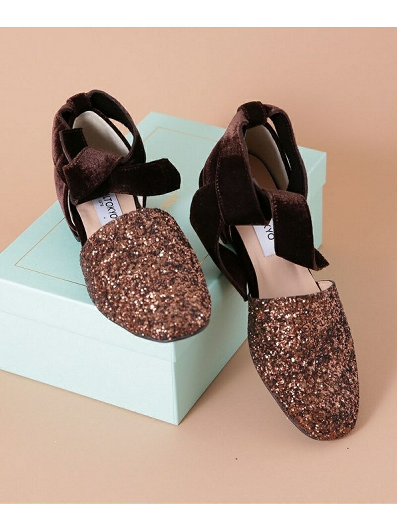 Nano Universe Rakuten Fashion Glitter Velvet Ribbon Shoes Anil