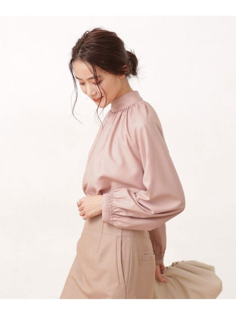 保証書付 スタンドカラーギャザーブラウス 長袖 Nano Universe ナノユニバース シャツ ブラウス シャツ ブラウスその他 ベージュ ピンク ブルー Rakuten Fashion 保証書付 Betterworld Org In