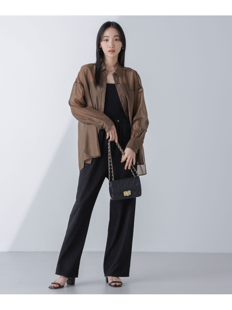 NANO universe シアーオーバーシャツ (ブラウン)