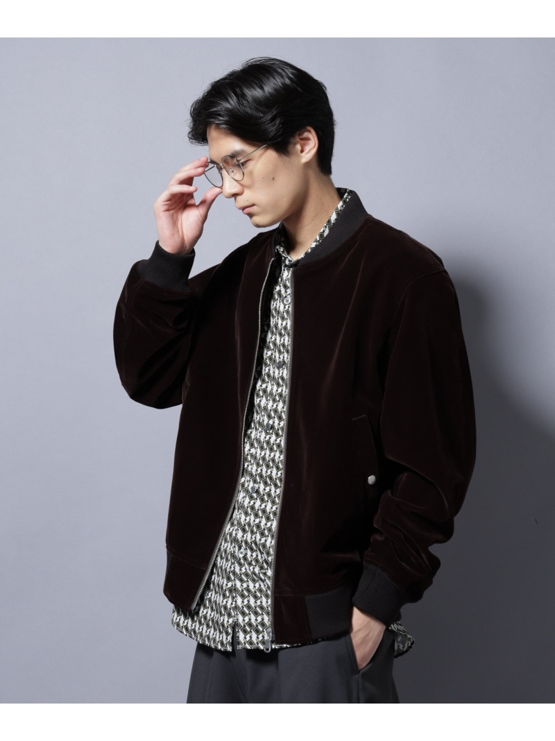 ベロア MA-1 NANO universe ナノユニバース ジャケット・アウター ブルゾン・ジャンパー ブラウン ブラック【送料無料】[ Fashion]