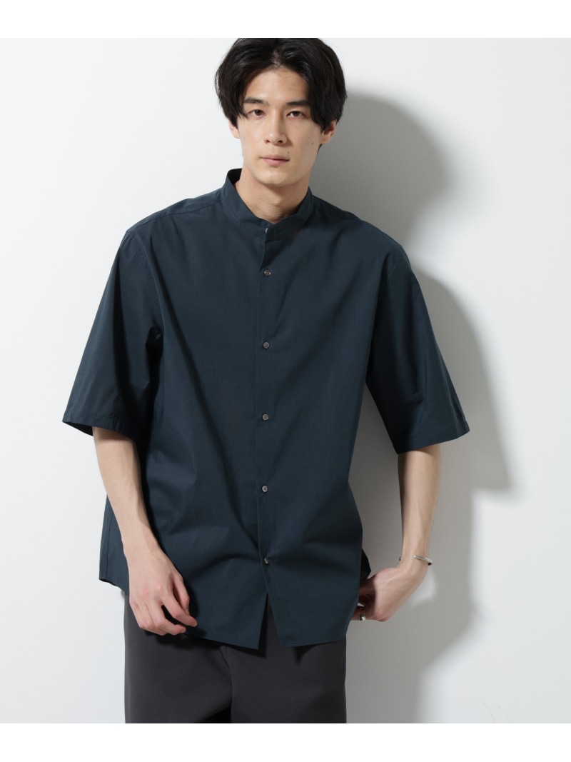 【SALE／30%OFF】TEXBRID(R)バンドカラーシャツ 半袖 NANO universe ナノユニバース トップス シャツ・ブラウス グリーン ブルー ホワイト【RBA_E】【送料無料】[ Fashion]