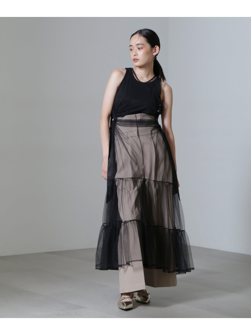 【SALE／40%OFF】ESTHE/Tiered Tulle Cut-Out MaxiDress NANO universe ナノユニバース ワンピース・ドレス ワンピース ブラック【RBA_E】【送料無料】[ Fashion]｜NANO universe