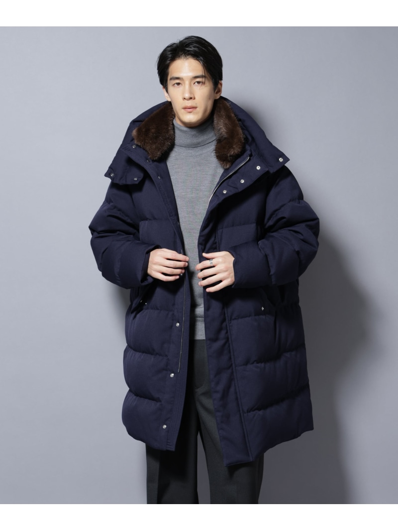 【SALE／50%OFF】「西川ダウン(R)」フェイクファーカラーサージロングダウン NANO universe ナノユニバース ジャケット・アウター ダウンジャケット・ダウンベスト ブラック ネイビー【RBA_E】【送料無料】[ Fashion]