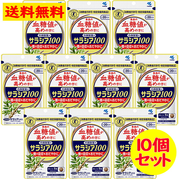 小林製薬 の サラシア100 約日分 60粒 サプリメント の 10個セット サプリ 血糖値 特定保健用食品 特保 トクホ 糖の吸収を穏やかに サラシア サプリ サプリメント 小林製薬 なの花北海道ドラッグ 店全国送料無料 追跡可能メール便