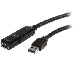 StarTech.com USBケーブル A-A 5m USB 3.0 アクティブ延長 オス・メス BK(USB3AAEXT5M) 目安在庫=○