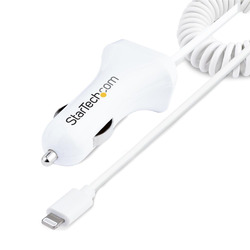 ＳｔａｒＴｅｃｈ．ｃｏｍ カーチャージャー／コイル型／Lightningケーブル／1m／1xUSBポート/W(USBLT2PCARW2) 取り寄せ商品