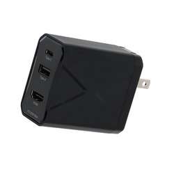 グリーンハウス GREEN HOUSE マルチドック充電器 3ポート 60W USB Type-Cケーブル付き ブラック(GH-ACU3PA-BK) 取り寄せ商品
