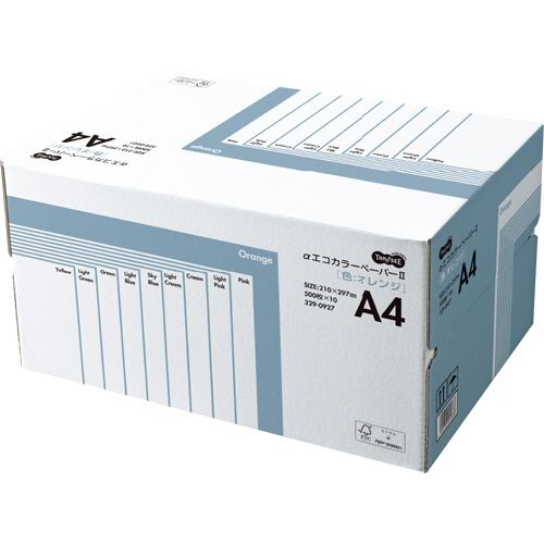 TPS αエコカラーペーパーII A4 オレンジ 業務用パック 1箱(5000枚:500枚×10冊)(AECORA4-BX) 目安在庫\u003d○