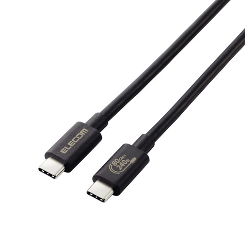 エレコム ELECOM USB4ケーブル/C-Cタイプ/認証品/USB Power Delivery対応/240W/80Gbps/1.0m/(USB4-V2CCE10NBK) メーカー在庫品｜ナノズ　店