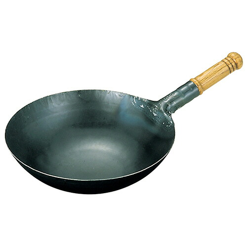江部松商事 中華片手鍋 山田 鉄 打出木柄 30cm(板厚1.2mm) 1個(0197100) 取り寄せ商品