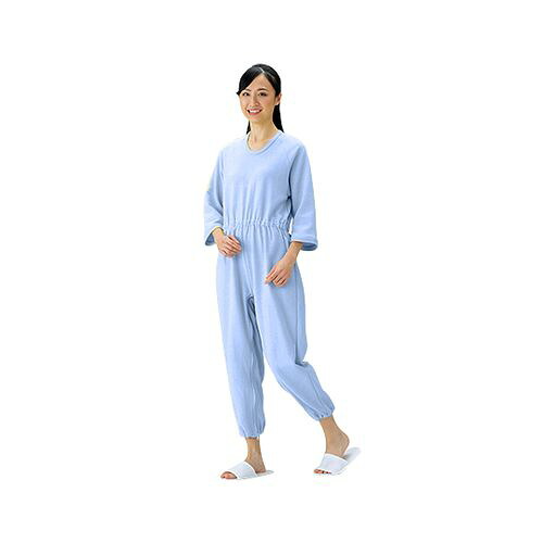 マツハシ 介護寝巻 (つなぎタイプ) ブルー/L (1枚)(0-3872-02) 取り寄せ商品|ナノズ 店