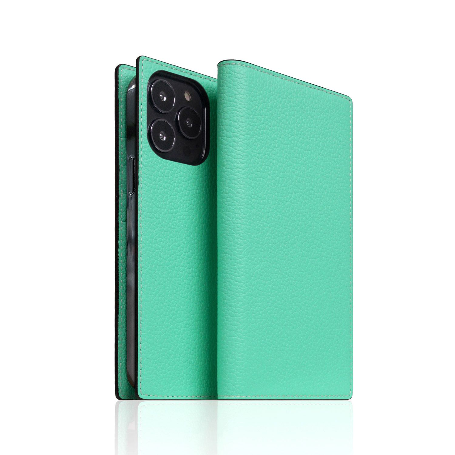 SLG Design Neon Full Grain Leather Diary Case for iPhone 14 Pro Teal 万覚え帳型(SD24325i14PTL) 仕入先店卸し資産品