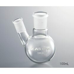 アズワン 二つ口瓶 100mL 側管摺合 15/25 (1個)(FG2-012440-1) 取り寄せ商いもの