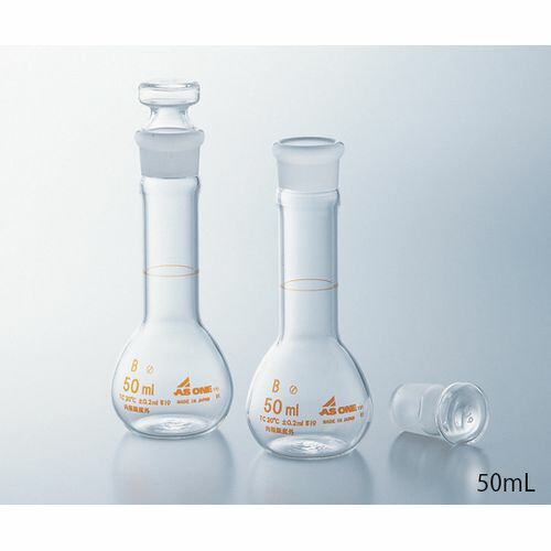 短型メスフラスコ 白 200mL JCSS校正証明書付 (1個)(1-8566-03-24) 取り寄せ商品
