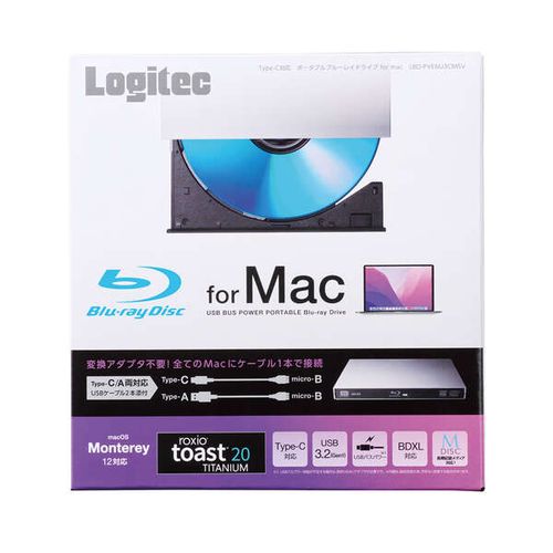 ロジテック(エレコム) ポータブルブルーレイドライブ for Mac Type-C シルバー(LBD-PVE6U3CMSV) メーカー在庫品