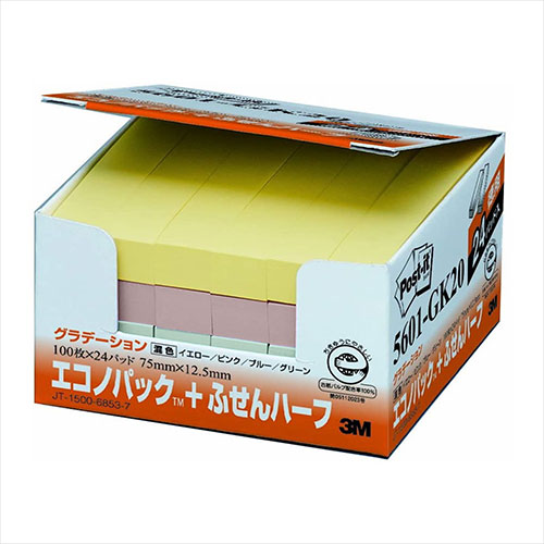 ３Ｍ 【5個セット】 Post-it ポストイット 再生紙エコノパック ふせんハーフ(3M-5601-GKX5) 取り寄せ商品