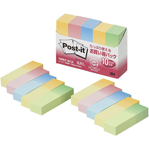 ３Ｍ 【10個セット】 Post-it ポストイット お買い得パック 見出し(3M-700RP-BGKX10) 取り寄せ商品