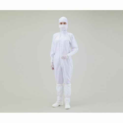 アズワン 無塵衣・AS197C フード付きツナギ服 白 6L  (1着) 取り寄せ商品