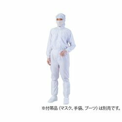 アズワン ＡＳ１４０３白Ｍ フード一体ツナギ服 (1着) 取り寄せ商品