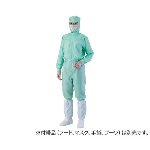 アズワン 緑Ｌ 異物混入対策ツナギ服腰裏付 (1着) 取り寄せ商品