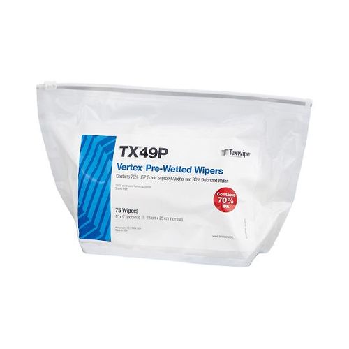 テックスワイプ（Texwipe） プリウェットワイパー Vectra High Sorption 75枚入 TX49P (1袋(75枚入り)) 取り寄せ商品