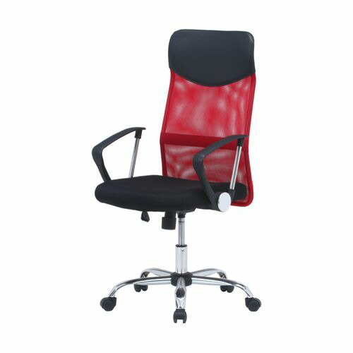 不二貿易 メッシュハイバックチェアー HF-98RD レッド 90879(69-1896-30) 取り寄せ商品 14,117円