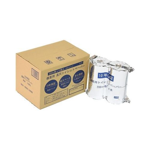 丸英製紙 備蓄用トイレットペーパー（10年保証） 200m巻 4ロール×3パック LT-101 (1箱(4ロール×3パック入り))(7-2120-01) 取り寄せ商品