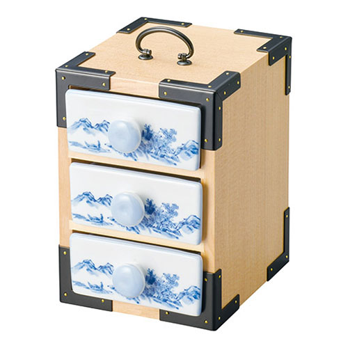 ヤマコー 用美 業務用 三段弁当(白木・山水)(yamaco27020) 取り寄せ商品