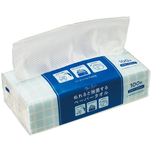 クラフトマン 濡れると除菌するペーパータオル 1セット(6000枚:100枚×60パック)(4560314969562 x60) 取り寄せ商品