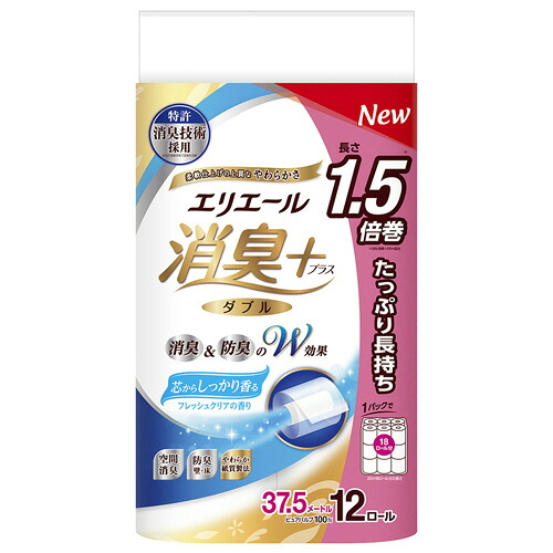 大王製紙 エリエール消臭+トイレットティシューたっぷりW芯有37.5mFクリア 1セット(7(4902011824209 x6) 取り寄せ商品