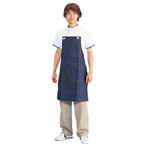 川西工業 デニム エプロン ネイビー 1セット(10枚)(4906554152812 x10) 取り寄せ商品
