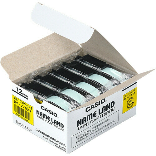 カシオ CASIO NAME LAND スタンダードテープ 12mmx8m 黄/黒文字 1セット(30個:5個x6パック)(4971850139652 x6) 取り寄せ商品