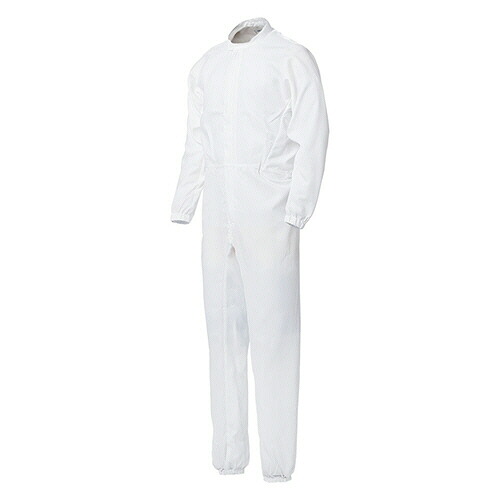 ミドリ安全 クリーンウェア ベルデクセル×エレパスU つなぎ服 VEYS120W ホワイト 5L 1着(VEYS120-W-5L) 取り寄せ商品