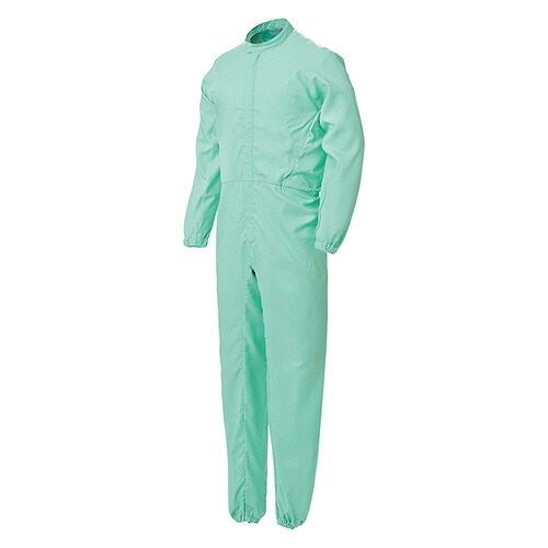 ミドリ安全 クリーンウェア ベルデクセル×エレパスU つなぎ服 VEYS120G グリーン SS 1着(VEYS120-G-SS) 取り寄せ商品