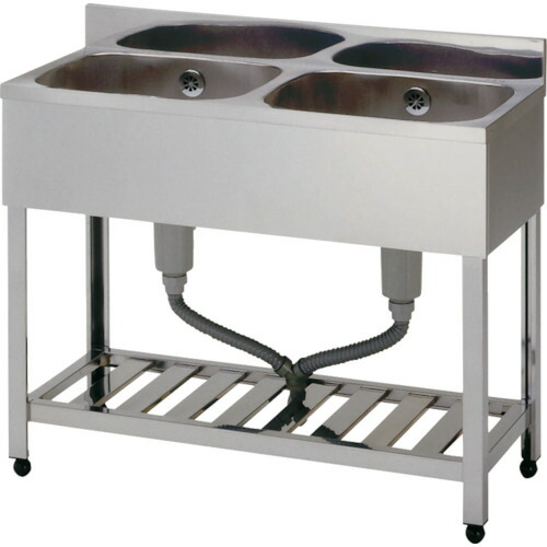 東製作所 二槽シンク(ホース付) 1000×450×800 1台(KP2-1000) 取り寄せ商品