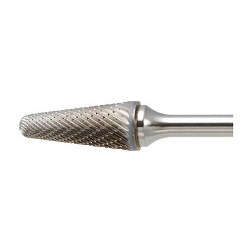 ＴＲＵＳＣＯ 超硬バー テーパー型 Φ9.5×刃長29×軸6 ロング シングルカット 1本(TB7C095SL150) 取り寄せ商品