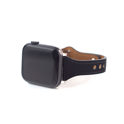 WEARPLANET Slim Line フラット本革バンド for Apple Watch 41/40/38mm Deep Black(WP23212AWBK) 仕入先在庫品