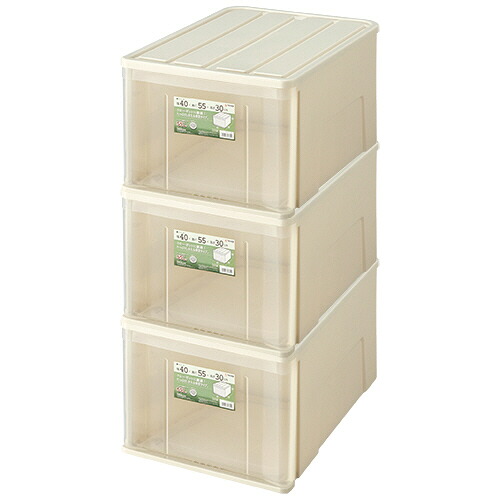 天馬 たっぷり収納ケース 55L W400×D550×H300mm ホワイト/クリア 1セット(3個)(ﾀﾂﾌﾟﾘ55L) 取り寄せ商品
