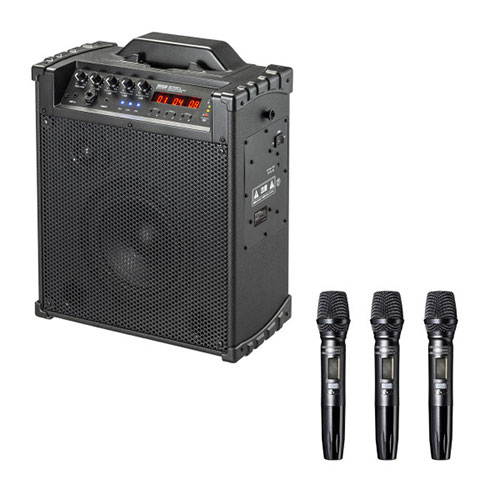 【P5S】サンワサプライ 無線電話マイクロホン付拡声器金棒引き(BT内蔵・WLマイクロホン3本相応う)(MM-SPAMP16) 製造会社店卸し資産品
