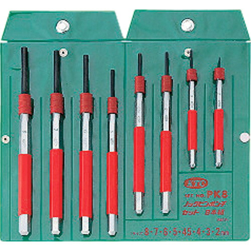 京都機械工具 ＫＴＣ ノックピンポンチセット 8本組 1書き割り(PK8) 取り寄せ商いもの