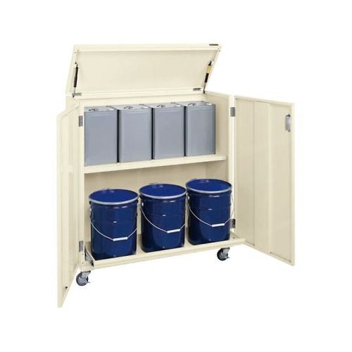 サカエ 一斗缶庫入れ庫（一斗缶・ペール缶兼用手合い・民族大移動式） W1055×D415×H1155粍 (1個)(64-5299-15) 取り寄せ商いもの
