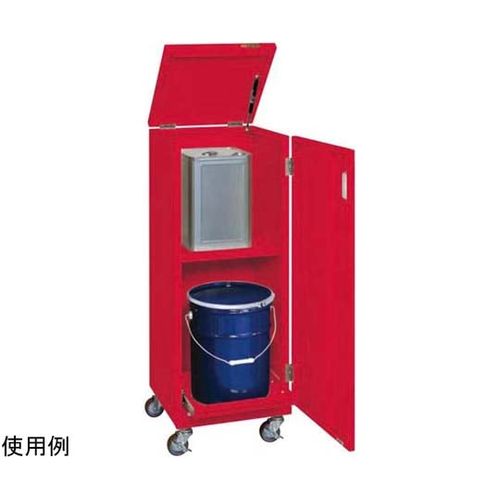サカエ 一斗缶庫入れ庫（一斗缶・ペール缶兼用手合い・民族大移動式）KU続きもの 425×415×1155粍 赤いこと (1台)(65-3391-61) 取り寄せ商いもの